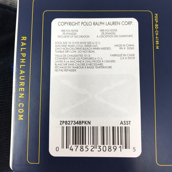 Polo Ralph Lauren Classic Sport No-show Socks 3pk - Picture 4 of 4
